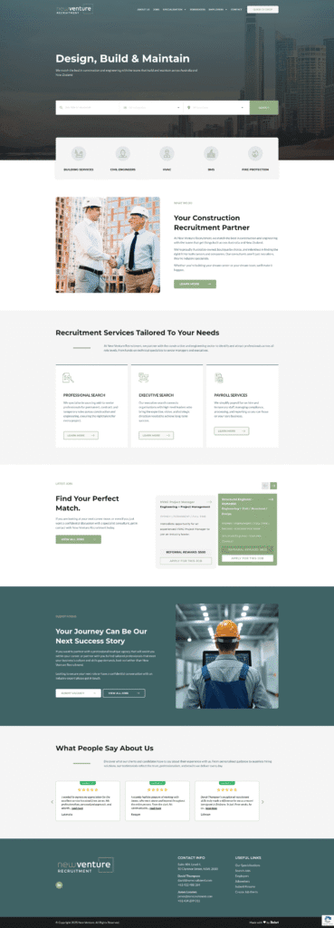 Recruitment Website Design UK 2 NewVenture Fullpage