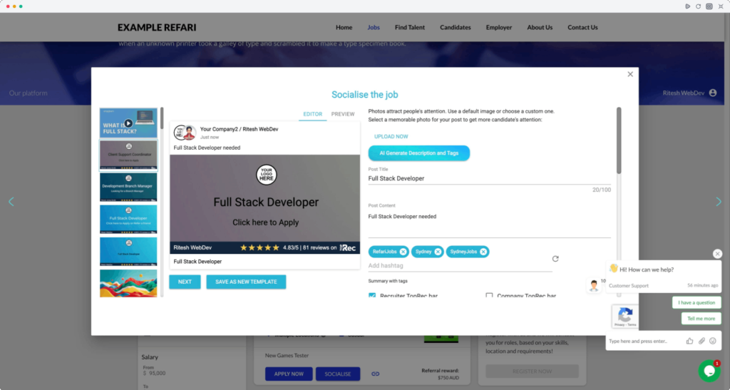 Socialise Candidate Adverts Across Multiple Channels